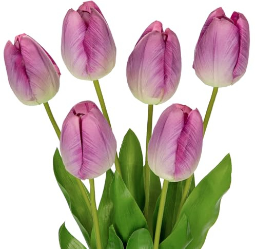 Briful 60CM Tulpen Kunstblumen Wie Echt Dekoblumen Künstliche Lila Tulpen Frühlingsblumen für Blumengesteck Home Büro Resto Frühlingsdeko