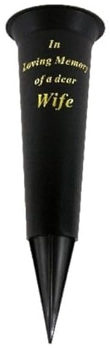 Special Graveside Memorial Grabvase mit Stacheln, in Loving Memory, besondere Gedenkvase für Gräber – Kunststoff-Friedhofs-Blumenhalter mit Erdspieß, (2, Ehefrau)