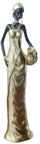 HGZLQKD African Sculpture Tribal Lady Statue Tabletop Ornament Women Figure for Bedroom Desk Entryway Bookshelf Housewarming Gift, Style B