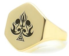 Gravierte Poker Pik Ring - Benutzerdefinierte Poker Symbol Ring - Unisex Ring - Gamblers Ring - Sechseck Geformt Ring