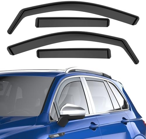 Black Wind Deflectors, Rain Guards Window Visor Compatible with VW TIGUAN MK2 2016-2023 5 Door SUV, in-Channel Side Shatterproof Sun Visor, Window Deflectors, 4-Piece of Set