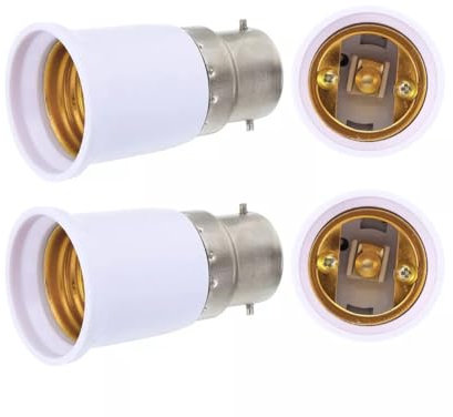 B22 to E27 Light Bulb Socket Adapter | Bayonet to screw Lamp Holder Converter | Durable Universal Lamp Base for LED, CFL, and Incandescent Bulbs 4 Pcs