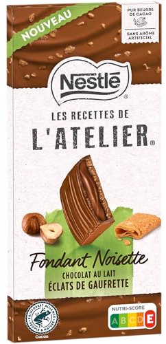 Nestlé Les Recettes de L'Atelier - Tablette Chocolat Lait Fondant Noisette - 130g