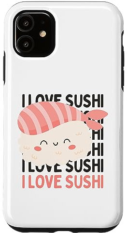 iPhone 11 I love Sushi funny cute animal crossing food Kawaii Sushi Case