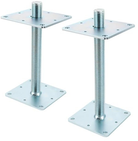 FWEEK 2 Stück Pfostenträger, Pfostenträger Höhenverstellbar Verzinkte 110 mm x 110 mm x 250 mm, Stützenfuß Bodenfuß für Zäune, Unterstände, Carports, Pergolen, Bauarbeiten