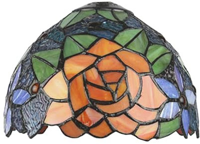 AIBOTY Tiffany Stil Buntglas Lampenschirme Ersatz, nur 8 Zoll breiter handgemachter Rosenlampenschirm passend für Tischleuchte Pendelleuchte Deckenleuchte,Orange