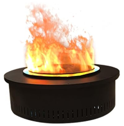 Electrical Fireplaces Outdoor Indoor Landscape Decorative Cylindrical Water Steam Floating Fireplace Realistic Flame Vintage Design Tabletop Fireplace Metal Frame With Remote Control Touchable Flame(1