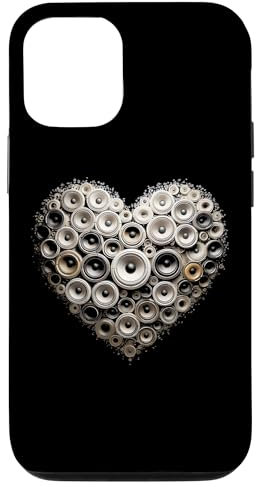 Hülle für iPhone 12/12 Pro Valentine Lautsprecher & Bass Subwoofer Musik Herz Grafik