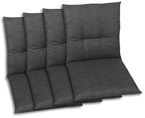 GO-DE Textil Bequeme und attraktive Polsterauflagen für Niederlehner-Gartenstühle (4er-Set, Uni Anthrazit, Niederlehner)
