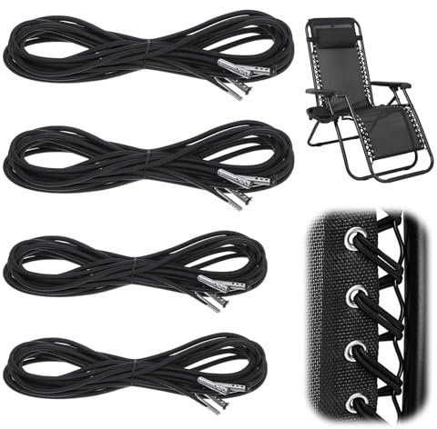 Replacement Cord Kit for Zero Gravity Chair - 4 Pack Universal Zero Gravity Chair Repair Elastic Cords, Garden Recliner Chairs Repair Tool for Outdoor Recliners, Sun Loungers, Anti Gravity Chairs