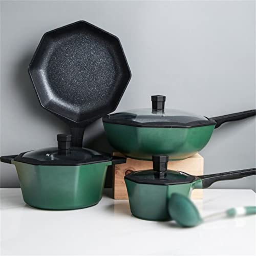 VGVSBG Achteckiges Kochgeschirr-Set, antihaftbeschichtet, Wok-Pfanne, Pfanne, Herd, Auflauf, Küche, Hot Pot, Topf-Set