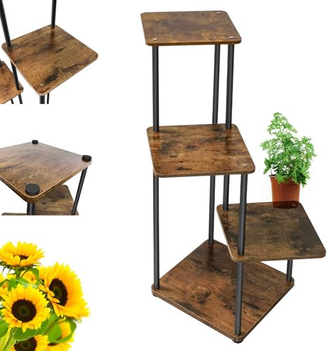VickyHome Pflanzenständer Blumenständer Deko Wohnzimmer, 4 Stufe Pflanzenregal Blumenhocker Blumenregal Outdoor Indoor Blumentreppe Eckregal für Balkon Garten Wohnzimmer