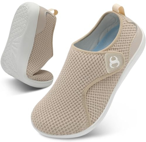 JOINFREE Womens Barefoot Walking Shoes Wide Fit Easy Slip-On Casual Trainer | Wide Toe Box, Adjustable Hook and Loop Strap, Breathable Upper, Zero Drop Sole for Swollen Feet, Pregnancy and Elderly