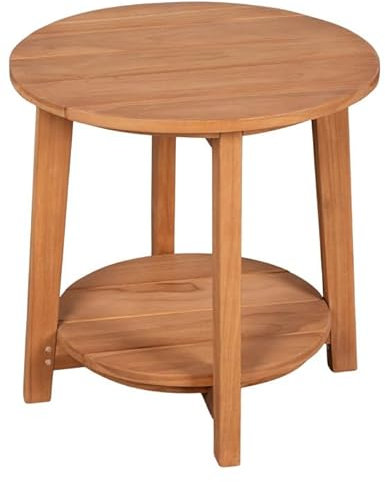 MR. DEKO® Gartentisch Milton Teakholz | Beistelltisch rund Ø 50 x 50 cm (DxH) | Tisch Outdoormöbel aus Teak | Tisch für Balkon, Terrasse, Wintergarten, Garten