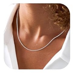 DORANA 1.5mm Silver Chains for Women S925 Twisted Rope Chain Sturdy Sterling Silver Chain Necklace Fade-Proof Ladies Chains Necklace Jewellery Gifts