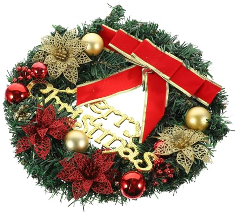 Vaguelly Guirnalda Navideña con Lazo Decorativo para Puerta de Entrada Adorno de Navidad Reutilizable para Hogar y Oficina Decoración Elegante para Ventanas y Paredes