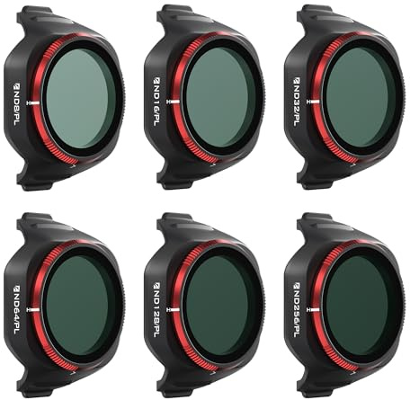 Freewell Bright Day - Confezione da 6 filtri ND/PL per DJI Mini 5 Pro | ND8/PL, ND16/PL, ND32/PL, ND64/PL, ND128/PL & ND256/PL - Filtri polarizzati per controllo dell'esposizione e riduzione