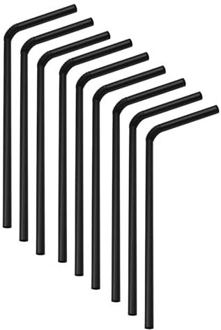 50 Pack Black Reusable Bendy PP Drinking Straws for Cold Drinks