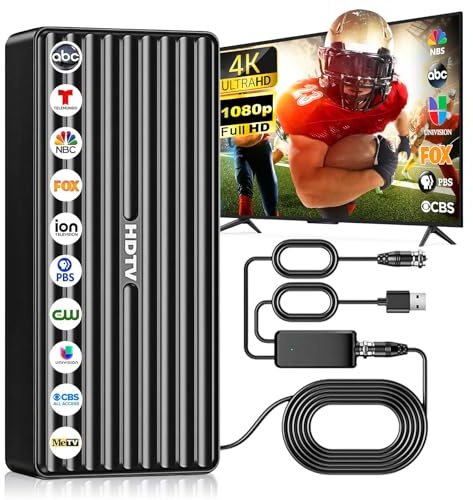 TV Antenna for HD Smart TV Indoor,1000+ Miles Range Digital Outdoor TV Antenna for Free Local Channels, Supports 8K/4K/1080P,33ft Coax Cable