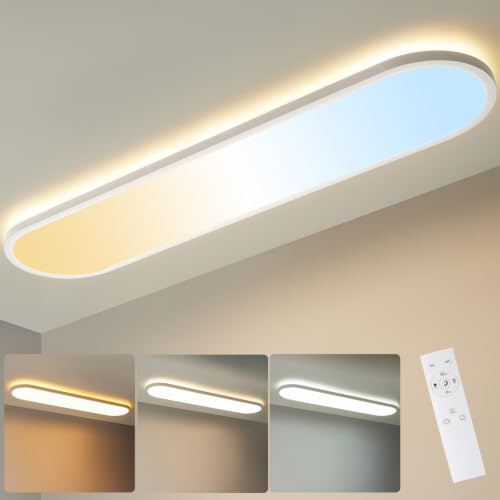 LEZOE LED Deckenleuchte dimmbar mit Fernbedienung, 36W 4500LM 2700K-6500K Deckenlampe LED Mit Speicherfunktion, Bürodeckenleuchten Panel für Wohnzimmer Schlafzimmer Küche Heimbüro Oval 80x20x2.9cm
