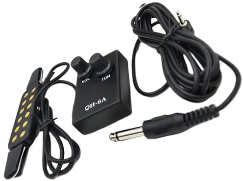 TINEASUR Pickup per Chitarra Acustica Regolabile Punch Free Sensori in Abs e Metallo Amplificatore Suono per Basso e Ukulele