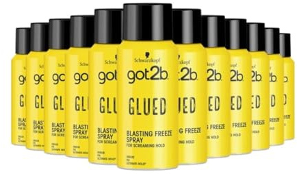 Schwarzkopf got2b Glued Blasting Freeze Spray, Strong Hold Hairspray for Up to 72 Hours, Vegan, Silicone Free, 100 ml - Pack of 12