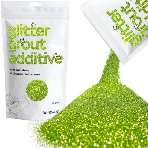 Hemway Glitter Grout Additive - Lime Green | Metallic Flakes for Adding Sparkle to Old & New Kitchen & Bathroom Tiles | Enhance Your Indoor Grouting Projects with a Durable Sparkly Effect | 100 g