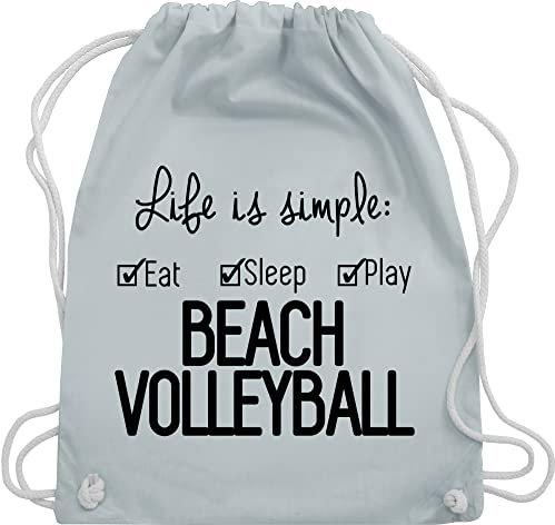 Turnbeutel Rucksack - Volleyball Geschenke Zubehör - Life is simple Beachvolleyball - Unisize - Pastell Blau - beutel geschenk bag beuteltasche sporttasche rucksäcke turn tasche kinderturnbeutel