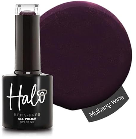 Halo Gel Polish 8ml - Mulberry Wine. UV/LED Gel Nail Polish, Long Lasting & Easy To Apply. Nail Art Colours For Manicure & Pedicure. Gel Polish For Professional & Home Use.