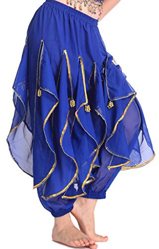 Baisdan Haremshose, Bauchtanz-Kostüm, Indien, arabischer Tanz, Stammesform, gewellte Hose, marineblau, Einheitsgröße