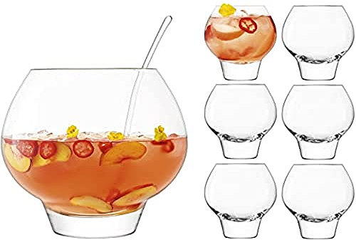 LSA International Rum Punchbowl Set Clear| 1 Unit | Mouthblown & Handmade Glass | RU10