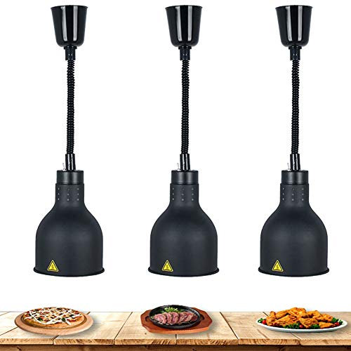 RSHJD Lampada per scaldavivande Commerciale, scaldavivande a Buffet da Cucina in Acciaio Inossidabile, Lampada per Riscaldamento Alimentare 3 Pezzi 250W