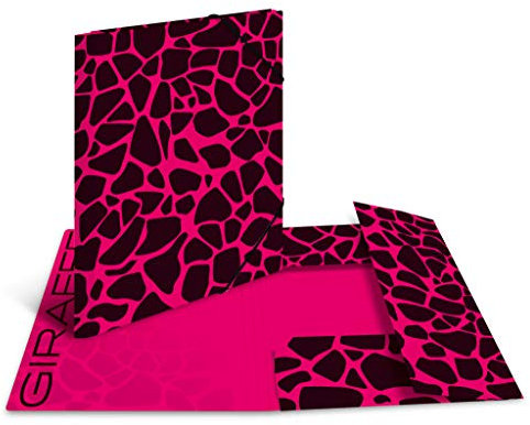 HERMA 19686 Sammelmappe A4 Animal Print Giraffe, Kinder Eckspanner-Mappe aus Pappe mit Innendruck & Gummizug, stabile Einschlagmappe aus Karton für Jungen & Mädchen