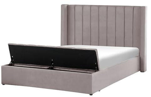 Luxuriöses Bett Samtstoff zusätzlicher Stauraum 140 x 200 cm grau Noyers
