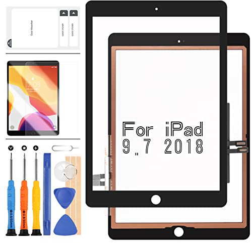 Kit de remplacement d'écran pour iPad 2018 iPad 6ème génération A1893 A1954 Écran tactile numériseur Pièces de réparation pour iPad 6 Écran tactile Outils gratuits (Noir)