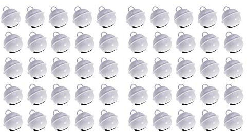 VORCOOL 50 Pcs 22mm Bunter Weiß Glocke，Farben Weiß Schellen Bunte Metallglöckchen，Glöckchen zum Basteln Kleine Glocke Schellen für Weihnachtsdekoration DIY Schlüsselanhänger