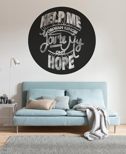 Komar DOT runde und selbstklebende Vlies Fototapete - Star Wars Help Me Obi Wan - Ø Durchmesser 125 cm - Kinderzimmer, Wandtattoo - DD1-023
