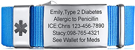 VNOX Pulseras de alerta médica para hombres y mujeres, pulseras de identificación médica deportivas personalizadas, 7.09 inches, Acero inoxidable, Sin gema
