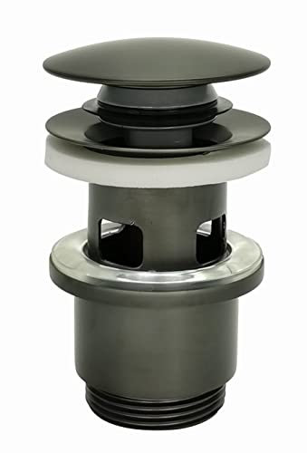 Edouard Rousseau Bonde de Lavabo Clic-Clac, diam. 63mm, certifié NF, avec Trop Plein, Standard, Finition Graphite