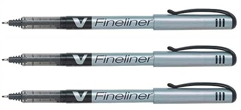 Pilot V-Fineliner SW-VPP Felt-Tip Pens Fine Tip Black Pack of 3aa