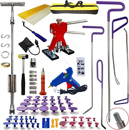 CYGOODS 90 PCS/kit de réparation de Bosses Non peintes pour carrosserie, Onglet Coulissant, Tige d'attelage, Marteau à Outils, Stylo en Acier Inoxydable, Bande adhésive de Travail pour carrosserie