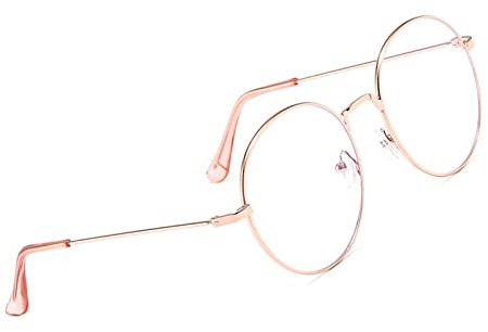 Voolga Brille Blaulichtfilter Ohne Sehstärke Für Computer/Smartphones/Tablets Nerdbrille Fashion Klare Linse Blaulichtfilter Brille Brillenfassung mit Brillenetuis Roségold