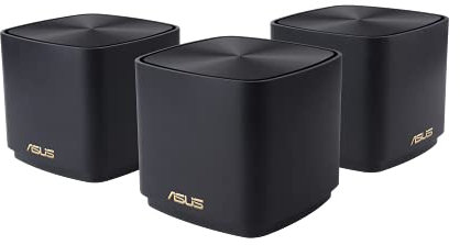 ASUS ZenWiFi XD4 Plus 3er Set AX1800 Whole-Home Mesh WiFi 6 System kombinierbarer Router (bis zu 445m² Abdeckung, AiMesh, AiProtection, Wandbefestigung, App Steuerung) schwarz