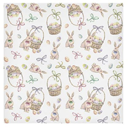 Ostertuch-Servietten 4er-Set, Hase mit Osterkorb, waschbar, Polyester, Küche, Abendessen, Tuch für Urlaub, Festlich, Neujahr, Hochzeit, Dekor, Alltag