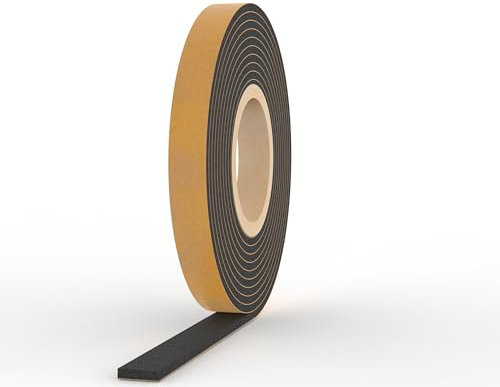 Guarnizione Finestra Autoadesiva, Schiuma Nastro Paraspifferi Porta | 20x10 mm - 2 Rouleaux de 4M - TOTAL 8M | Alta Densità Neoprene Adesivo Isolamento Nastro Sigillante per Anti Freddo e Rumore.