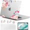 MUSHUI 4 in 1 Custodia per Macbook Air M2 M3 M4 13,6 Pollici A2681 A3113 A3240, 2025 2024 2022 con Touch ID, Plastica Case Cover Rigida & Pellicola Tastiera & Proteggi Schermo, Splendidi Fiori 2