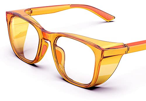 TOREGE Occhiali protettivi trasparenti con protezioni laterali, antiappannamento e antigraffio con impugnature antiscivolo e protezione UV completa - Occhiali protettivi ideali per donne e uomini