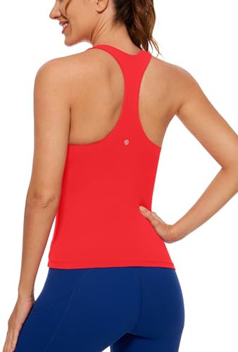 CRZ YOGA Damen Butterluxe Tank Tops Racerback Sport Top Yoga Fitness Oberteil Tanktops mit Integriertem BH Tiefrot 36