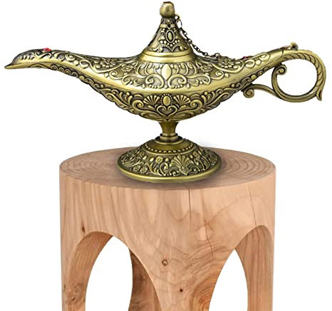Geruwam Vintage Aladdin Wunderlampe - Hochglanzpolierte Aladdin Genie Lampenverzierung | Vintage Legend Lampe für Zuhause/Hochzeitstischdekoration