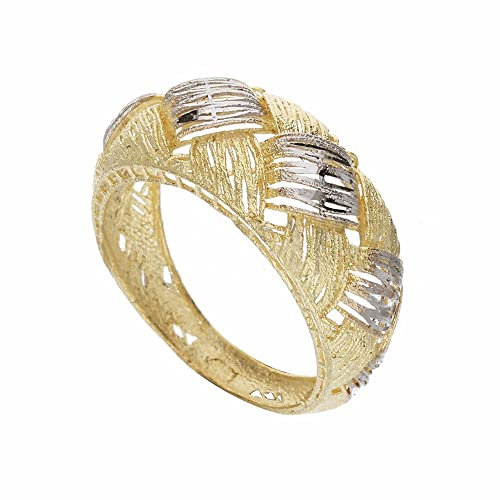 Ring aus 18 Karat Weißgold und Gelbgold mit Diamantschliff für Damen, Ohne Steine